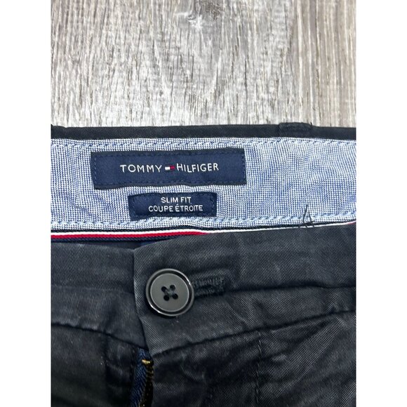 Tommy Hilfiger Pants Men's Size 38x32 Slim Straight Chino Pant Cotton Black - Picture 2 of 9